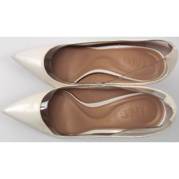INC International Concepts Faux Leather Pointed Toe Pumps Women White 7 M - Picture 3 of 6